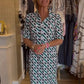 Robe à motif géométrique avec manches courtes et col de chemise