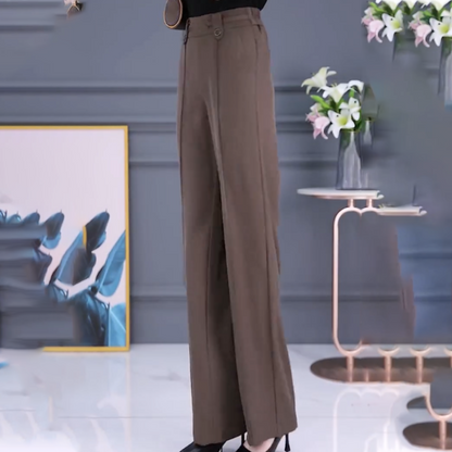 Pantalon décontracté taille haute à jambe droite pour femme