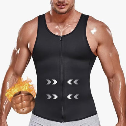 Gilet d'entraînement avec effet ventre plat et fermeture éclair pour homme