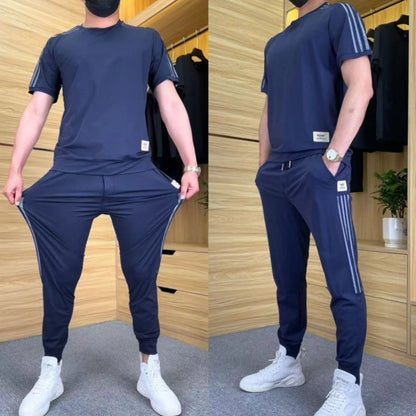 Lot de 2 hauts à manches courtes et pantalons de survêtement extensibles pour hommes