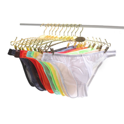 Slip sexy ultra-mince transparent taille basse en soie glacée pour hommes