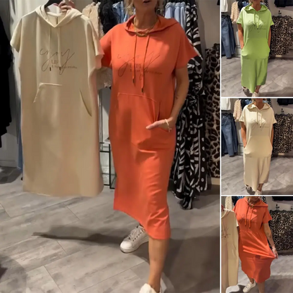 🔥Remise d'été 53%🔥Robe longue à capuche et manches courtes pour femmes