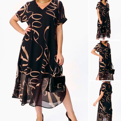 ⏳Spécial limité dans le temps👗Flowy V-Neck Midi Dress