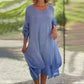 Robe Ample Élégante à Col Rond et Couleur Unie pour Femme