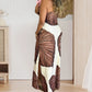 ✨50% de réduction✨Palm Imprimer une robe maxi mince à épaules à épaules