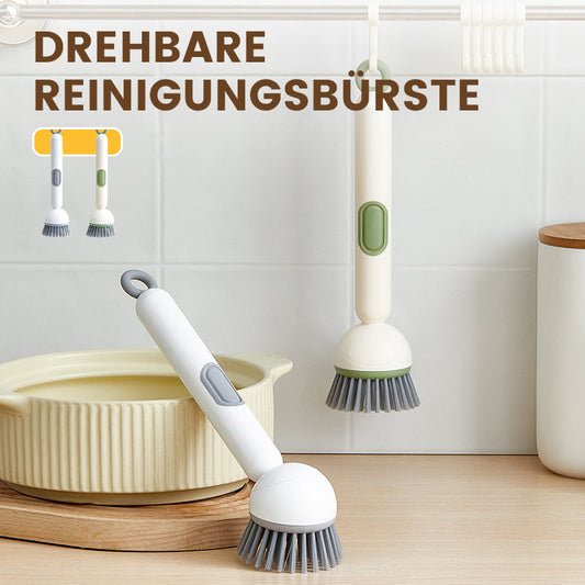 Brosse de nettoyage rotative à long manche pour vaisselle et casseroles.