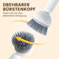 Brosse de nettoyage rotative à long manche pour vaisselle et casseroles.