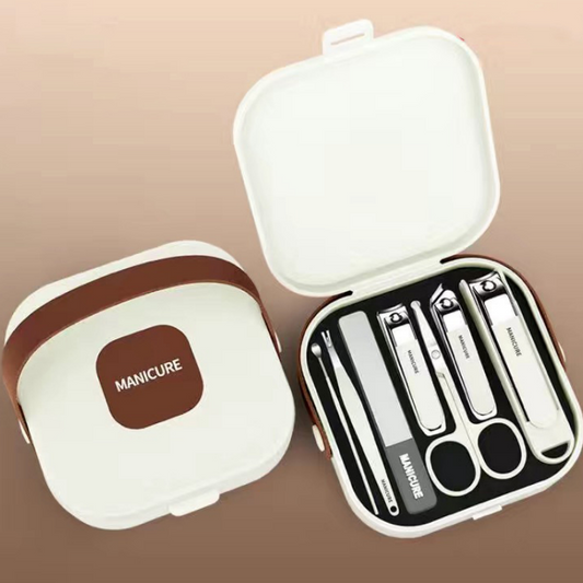 Ensemble de 7 Pièces de Manucure Portable avec Coupe-Ongles