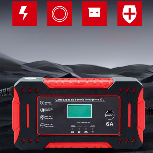 🔋 50% DE RÉDUCTION ! ⚡ CHARGEUR DE BATTERIE INTELLIGENT - Universel pour voiture et moto, détection automatique de tension, protection contre les surcharges, écran LCD et design compact 🚗🏍️