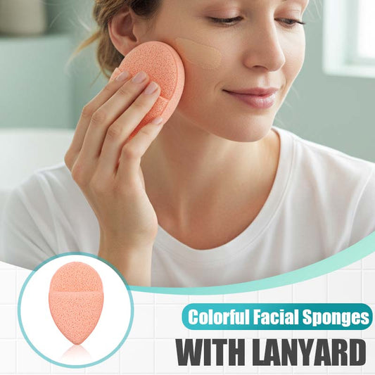Éponges faciales colorées avec cordon