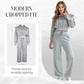 2-Piece Ribbed Knit Long Sleeve Crop Top Wide Leg Pants Matching Lounge Set Loungewear