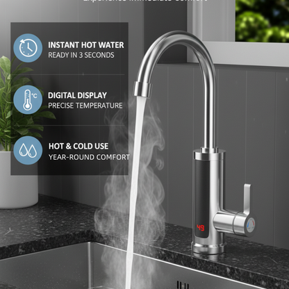 🚿 Robinet Chauffe-Eau Instantané Électrique Sans Réservoir – Affichage Numérique & Bec Rotatif 360° | Livraison Offerte
