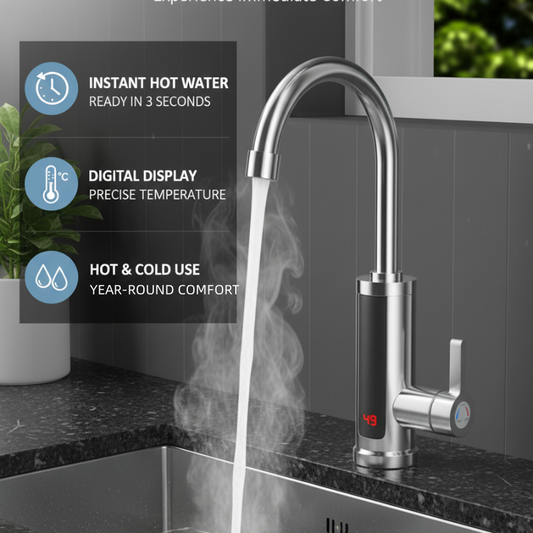 🚿 Robinet Chauffe-Eau Instantané Électrique Sans Réservoir – Affichage Numérique & Bec Rotatif 360° | Livraison Offerte