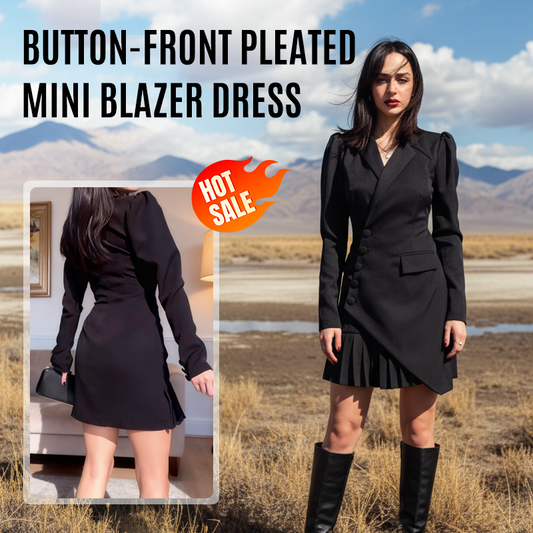 Mini-robe blazer plissée à boutons sur le devant