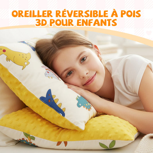 Oreiller réversible à pois 3D pour enfants