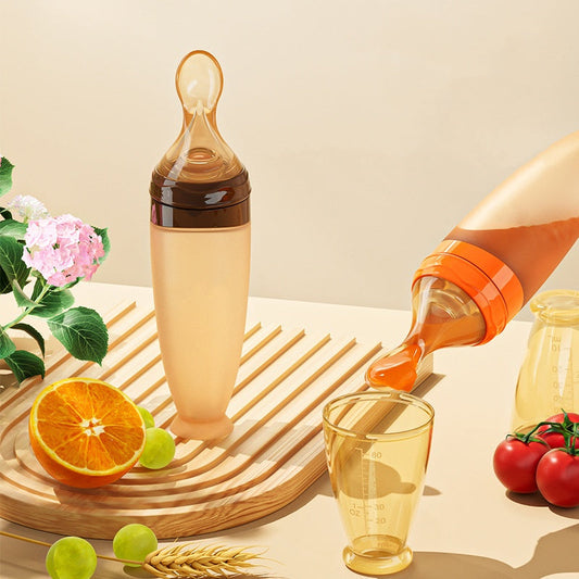 Cuillère d'alimentation en silicone, cuillère d'alimentation avec fonction de fixation, accessoire complémentaire pour bébés