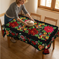 📢📢50 % de réduction – Nappe Mexicaine Florale avec Bord Festonné 🌸✨ Élégance Exotique & Résistance aux Taches !