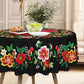 📢📢50 % de réduction – Nappe Mexicaine Florale avec Bord Festonné 🌸✨ Élégance Exotique & Résistance aux Taches !
