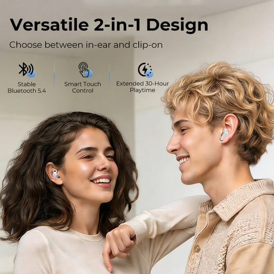 Écouteurs sans fil à clipser et intra-auriculaires 2 en 1