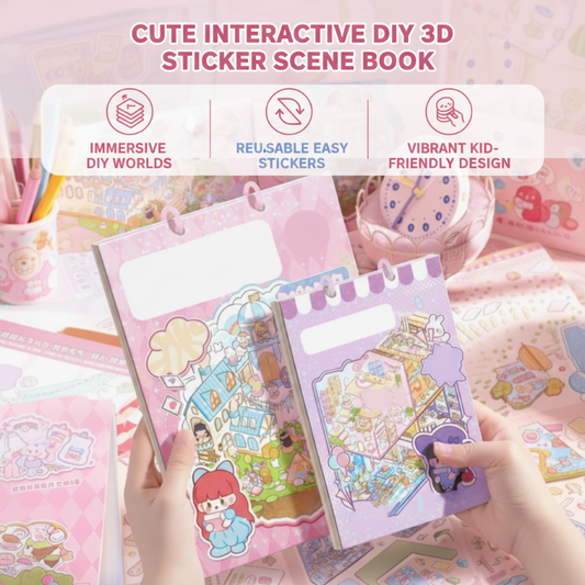 Livre de scènes d'autocollants 3D interactifs et mignons à faire soi-même