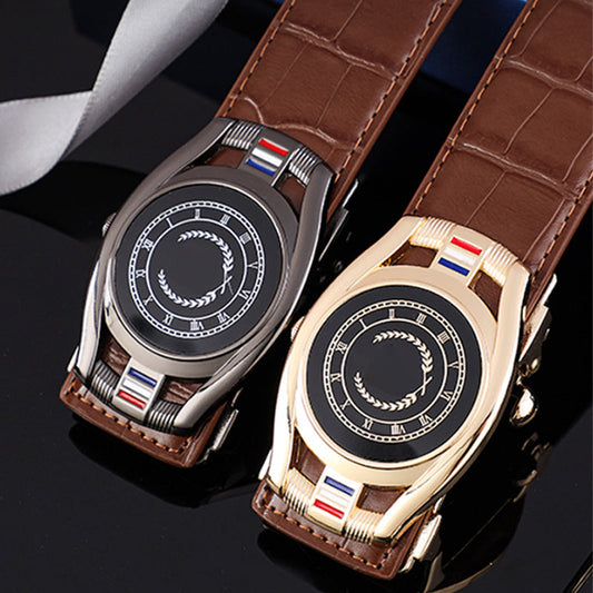 Ceinture d’affaires pour homme en cuir PU avec boucle automatique