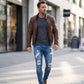 👖60 % DE RÉDUCTION ! 🔥 Jean skinny délavé stylé pour homme – Coupe slim fuselée, coton respirant et détails déchirés tendance