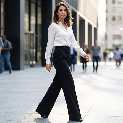 👖 50 % DE RÉDUCTION ! 💃 Pantalon taille haute femme – Coupe flatteuse, tissu extensible et polyvalent pour le quotidien et le bureau 👜