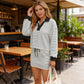 Ensemble deux pièces mini-jupe rayée pour femme