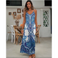 👗 60% DE RÉDUCTION! ✨ Robe Longue Sans Manches à Col V pour Femme – Imprimé Rétro, Tissu Fluide & Look Élégant 🌸