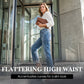 👖 50% DE RÉDUCTION! 💙 Jean Stretch Taille Haute Jambe Droite pour Femme – Confortable, Silhouette Allongeante & Look Classique ✨