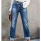 👖 50% DE RÉDUCTION! 💙 Jean Stretch Taille Haute Jambe Droite pour Femme – Confortable, Silhouette Allongeante & Look Classique ✨