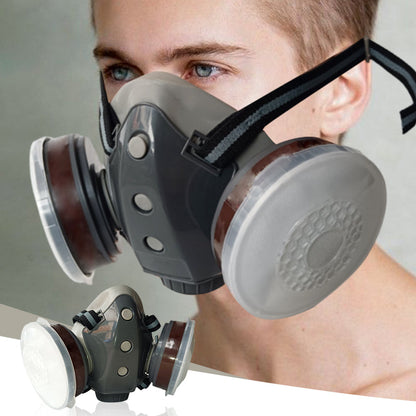 Masque à Gaz Double Filtre au Charbon Actif – Protection Anti-Poussière & Gaz Toxiques, Joint Étanche & Lunettes Incluses 🔥🛡️