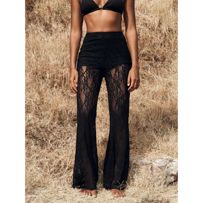 🔈🔈60% DE RÉDUCTION !👖Pantalon élégant en dentelle évasée à taille haute – Short intégré et style bohème chic pour l’été et les festivals 🌸
