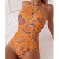 Maillot de bain une pièce à dos nu pour femme, imprimé cachemire