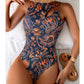 Maillot de bain une pièce à dos nu pour femme, imprimé cachemire