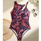 Maillot de bain une pièce à dos nu pour femme, imprimé cachemire