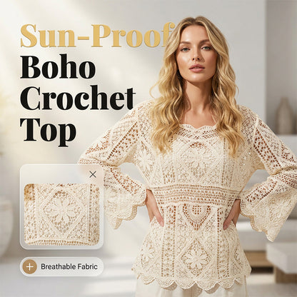 💐50% DE RÉDUCTION ! Chemise Crochet Romantique – Ajouré Délicat & Manches Fluides 🦋✨【Offre Limitée】