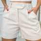 Short plissé taille haute pour femme