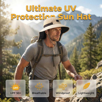 Chapeau de soleil à larges bords avec protection UPF 50+ et rabat de nuque