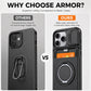 Coque antichoc pour iPhone avec porte-cartes, cache caméra coulissant et béquille