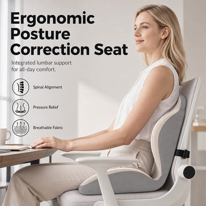 🪑✨ Coussin ergonomique 2-en-1 avec soutien lombaire intégré | Mousse à mémoire de forme – Bureau & voiture 🚗