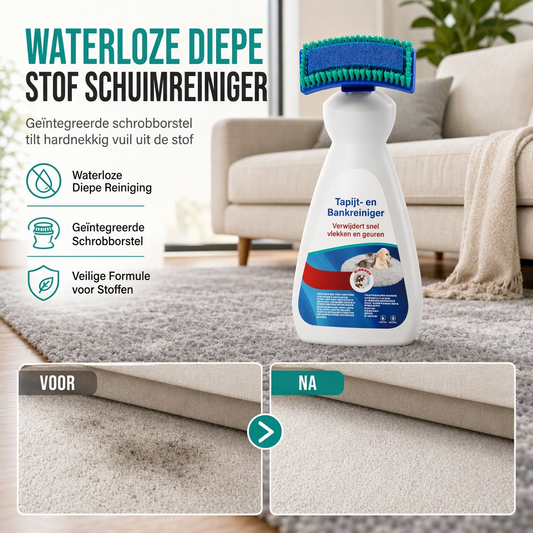 Nettoyant Textile Sans Eau avec Brosse Intégrée – Pour Canapés, Tapis et Sièges de Voiture