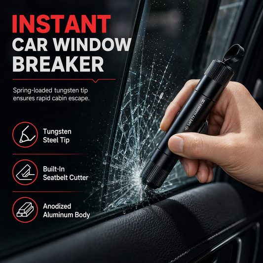 Marteau Brise-Vitre de Sécurité pour Voiture – Outil d'Urgence Portable avec Coupe-Ceinture