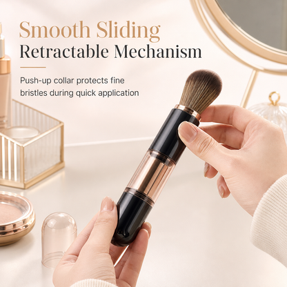 💄 Kit de pinceaux de maquillage rétractables multifonctions – Poudre, yeux et embout en silicone pour les lèvres, format voyage ✨