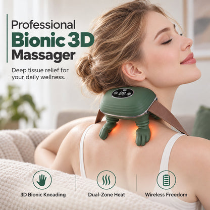 Masseur cervical et épaules bionique 3D – Pétrissage profond, chaleur à double zone et massage mains libres