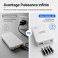 🔋 Batterie externe 5000 mAh charge rapide – Format poche 88 × 68 mm, lampe LED, charge de secours