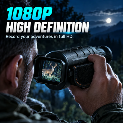 🔭 Monoculaire de vision nocturne 1080p – Infrarouge réglable, zoom numérique 16x, écran IPS