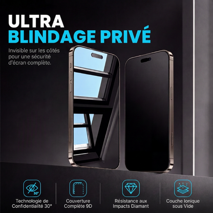 🛡️ Protecteur d'écran de confidentialité iPhone – Filtre anti-espion 30°, verre trempé 9H, pose sans bulles