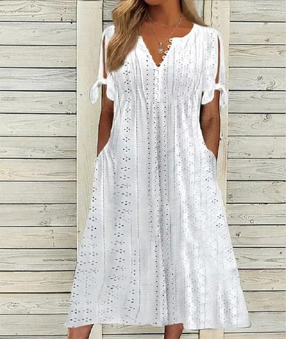 49% OFF🔥2023 New Plus Size Women's Solid Color Fresh Lace Dress