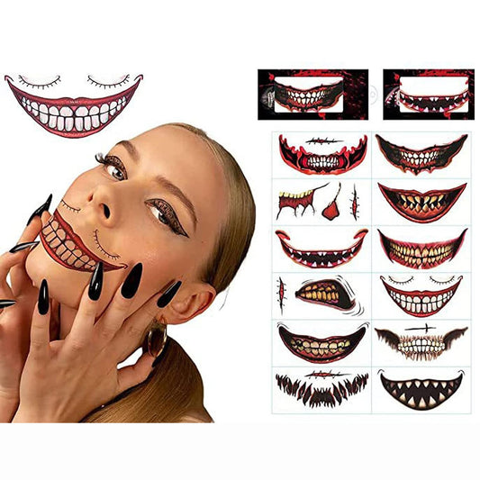 (🎃HALLOWEEN PRE SALE - 49% OFF) Halloween Prank Makeup Temporary Tattoo😈Realistic & Easy To Remove